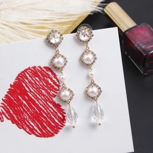 Pearl and cubic earrings #1